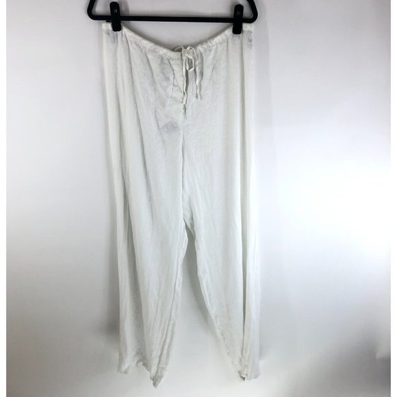 French Connection Womens Pants Linen Button Fly Tie Waist White 12 - Picture 1 of 2